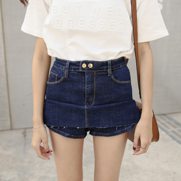 Stílusos alkalmi női szoknya magas derekú retro stílusú fekete és kék színben