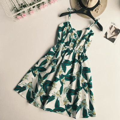 Rövid ruha pántokkal és nyári motívumokkal, két színben