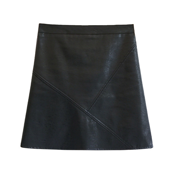 Stílusos női bőrszoknya magas derékkal, szürke, fekete és barna színekben