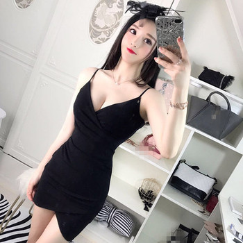 Σέξυ γυναικείο φόρεμα με βαθύ λαιμόκοψη σε σχήμα V σε δύο χρώματα