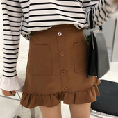 Lezser, lezser női szoknya magas derékkal, zöld, barna és fekete zsebekkel