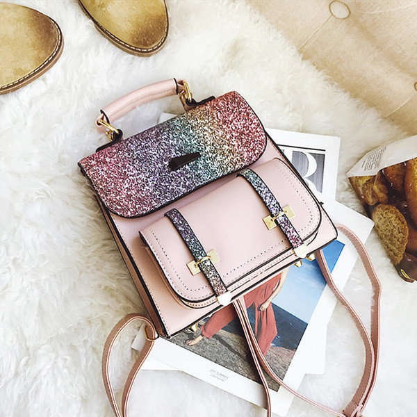 Rucsac de damă din brocart în culori irizate