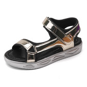 Μοντέρνα παιδικά σανδάλια για τα κορίτσια σε χρυσό και ασήμι χρώμα