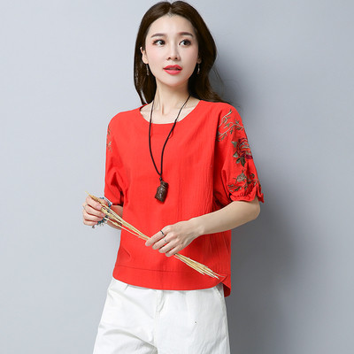 Καθημερινή  μπλούζα με 3/4 μανίκια και κέντημα σε τρία χρώματα