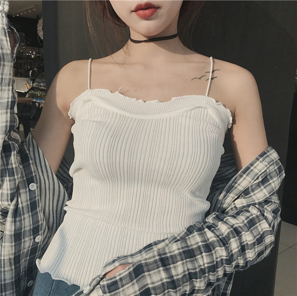 Maieu de damă cu bretele subțiri în trei culori stilate