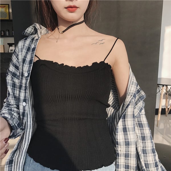 Maieu de damă cu bretele subțiri în trei culori stilate