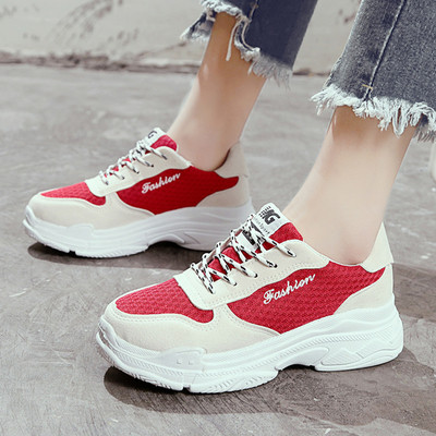 Αθλητικά γυναικεία παπούτσια  casual σε μαύρο και κόκκινο χρώμα