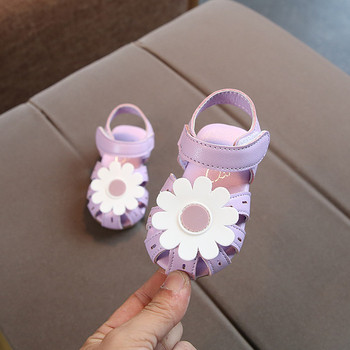 Ежедневни детски сандали за момичета с цвете в три цвята