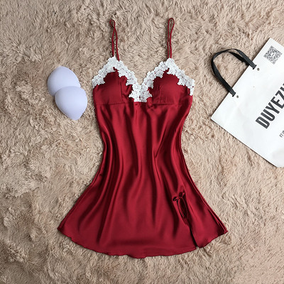 Cămașă de noapte de damă cu bretele subțiri și dantelă delicată în mai multe culori