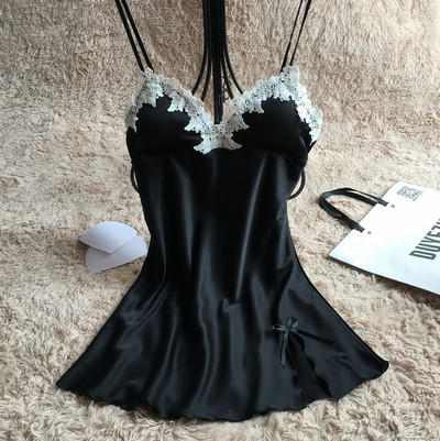 Cămașă de noapte de damă cu bretele subțiri și dantelă delicată în mai multe culori