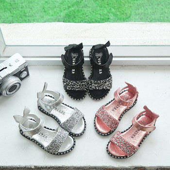Модерни детски сандали за момичета с декоративни камъни в три цвята 