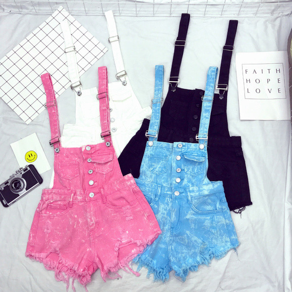 Női farmer overall állítható pántokkal, különböző színekben