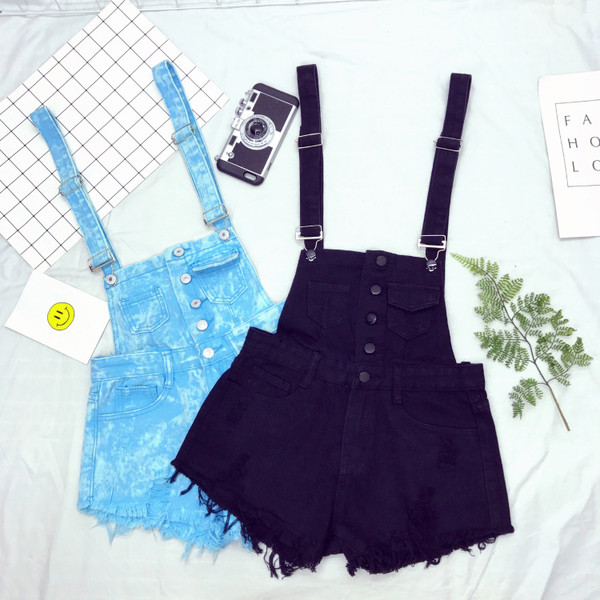 Női farmer overall állítható pántokkal, különböző színekben