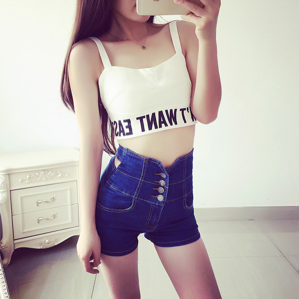 Női magasderekú farmer három színben és keresztkötéssel