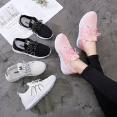 Αθλητικά - Casual γυναικέια παπούτσια σε λευκό, ροζ και μαύρο χρώμα