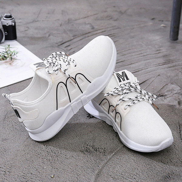 Αθλητικά - Casual γυναικέια παπούτσια σε λευκό, ροζ και μαύρο χρώμα