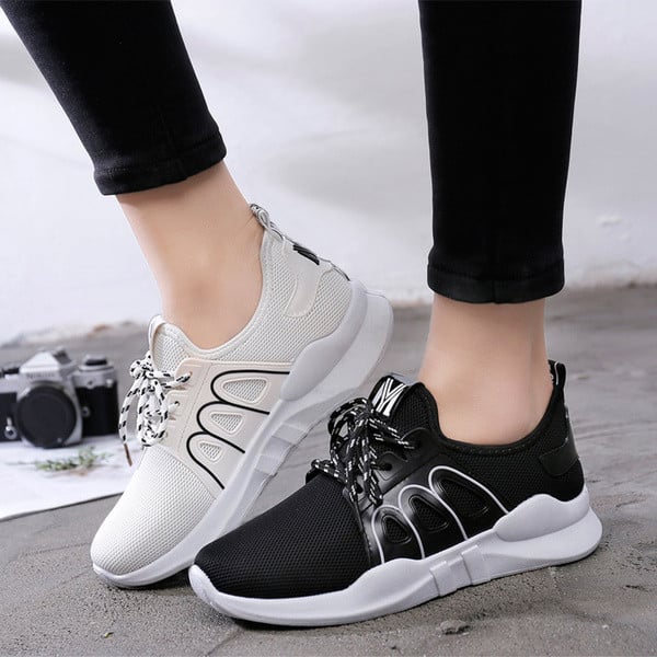 Αθλητικά - Casual γυναικέια παπούτσια σε λευκό, ροζ και μαύρο χρώμα