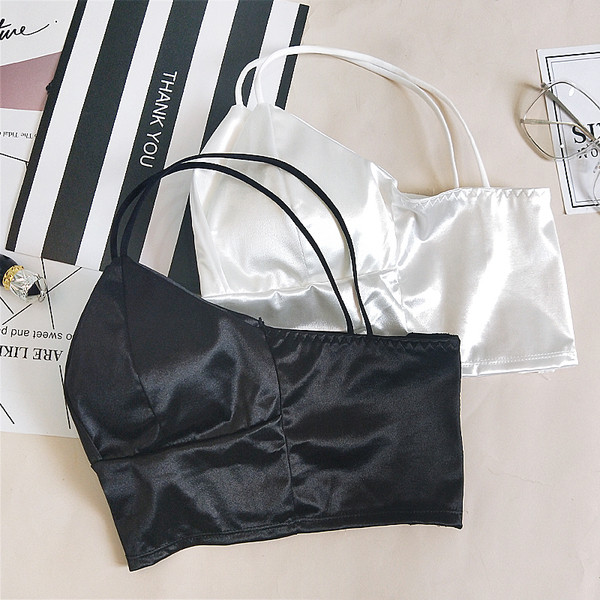 Maieu de damă din satin cu bretele subțiri