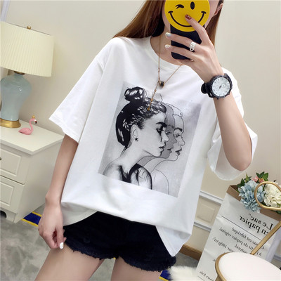 Γυναικεία φαρδιά μπλούζα με κοντό μανίκι και εκτύπωση σε διάφορα χρώματα