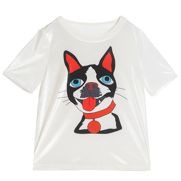 Γυναικεία μπλούζα με κοντό μανίκι και κινούμενα σχέδια μπροστά