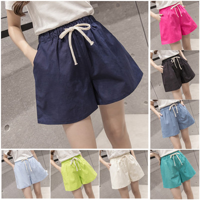 Women`s shorts wide model with elastic waist with ties and pockets