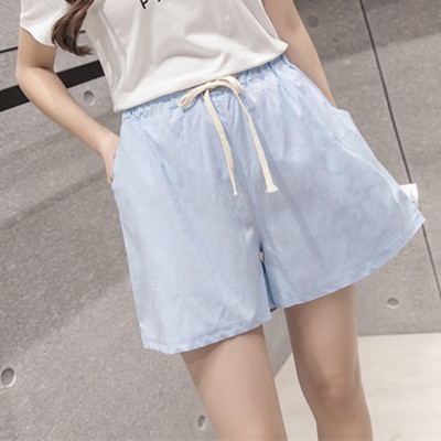 Γυναικεία σορτς σε φαρδιά σχέδια με ελαστική μέση με κορδόνια και τσέπες