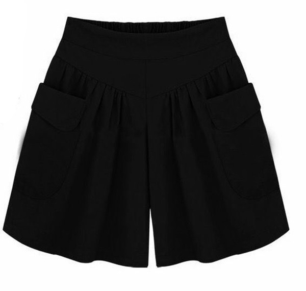 Női rövidnadrág széles modell magas derékkal és zsebekkel