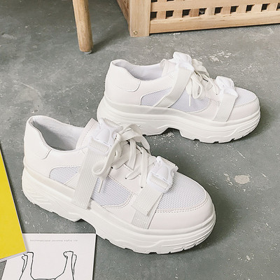 Tenisi eleganti casual de dama in alb si negru