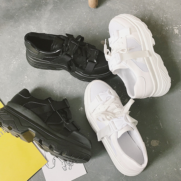 Tenisi eleganti casual de dama in alb si negru