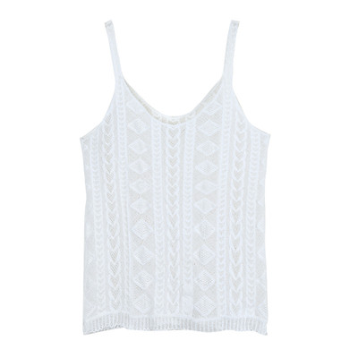 Γυναικείο δαντελοτό αμάνικο με γεωμετρικά σχήματα