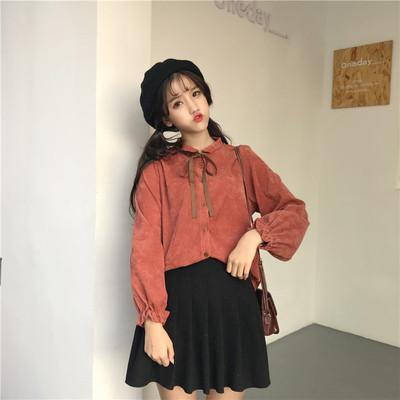 Κομψή γυναικεία μπλούζα με μακριά μανίκια και κορδόνια - διάφορα χρώματα