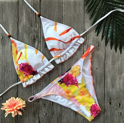 Costum de baie colorat pentru doamne în două părți