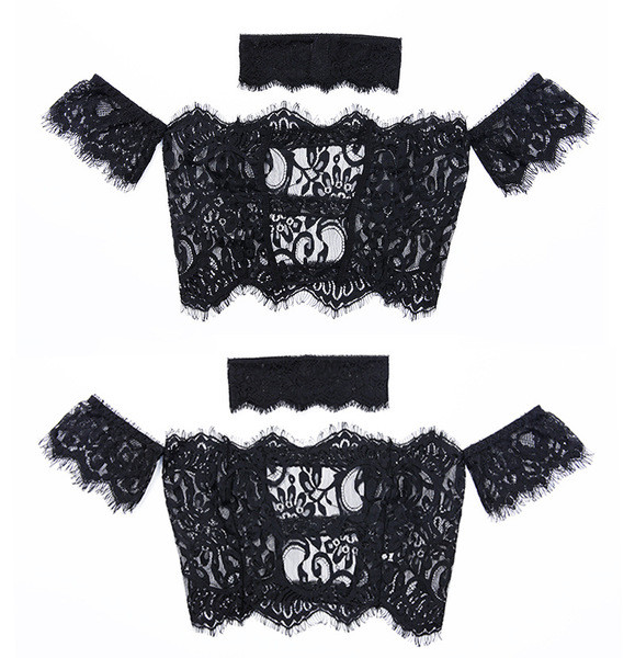 Γυναικείο κορμάκι από δαντέλα σε μαύρο και άσπρο χρώμα