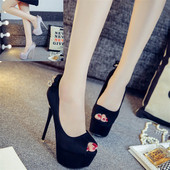 Γυναικεία παπούτσια  με ψηλό τακούνι με κορδέλα και διακοσμητικές πέτρες