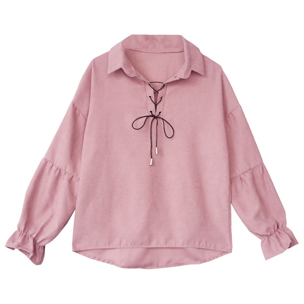 Κομψή casual γυναικεία πουκάμισο με μακριά μανίκια σε τρία χρώματα