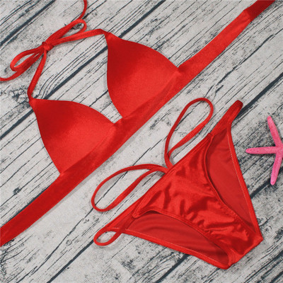 Costum de baie elegant pentru femei, în două părți, în roșu