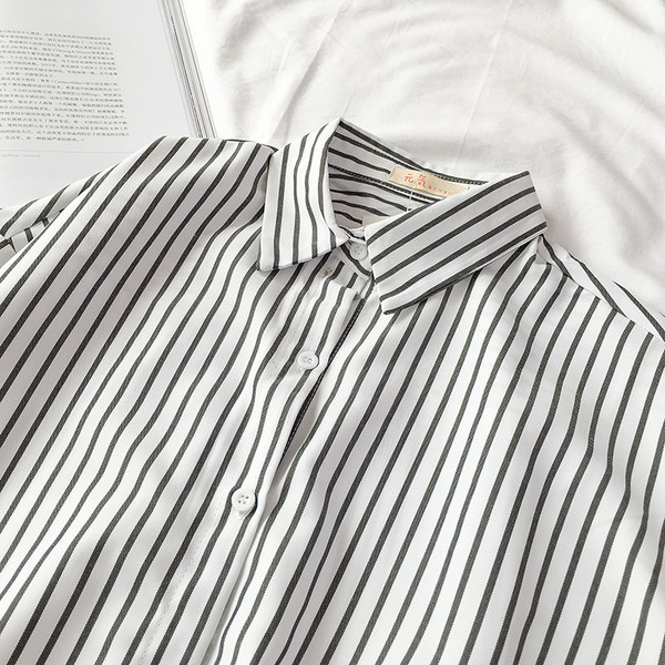 Cămașă casual elegantă, în dungi, pentru femei, în alb