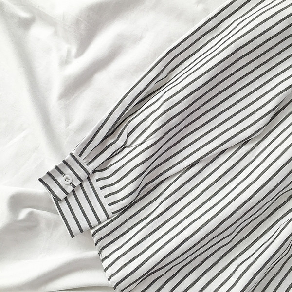 Cămașă casual elegantă, în dungi, pentru femei, în alb