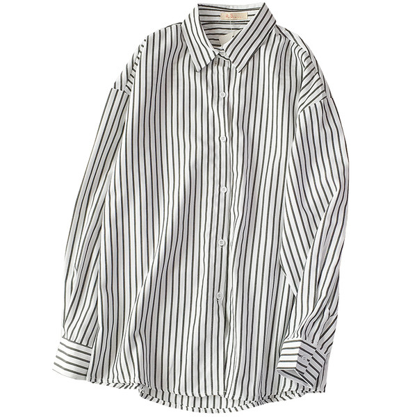 Cămașă casual elegantă, în dungi, pentru femei, în alb