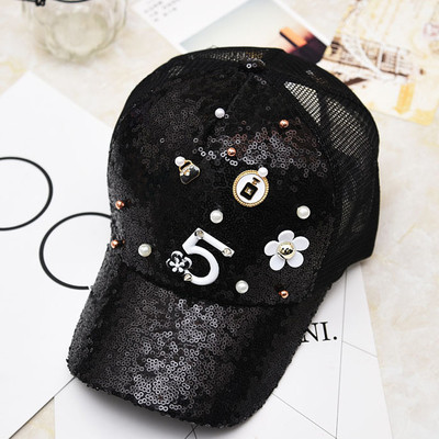 Palarie de dama moderna respirabila cu vizor cu paiete decorative, mai multe modele