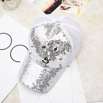 Palarie de dama moderna respirabila cu vizor cu paiete decorative, mai multe modele