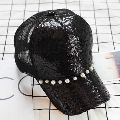 Palarie de dama moderna respirabila cu vizor cu paiete decorative, mai multe modele