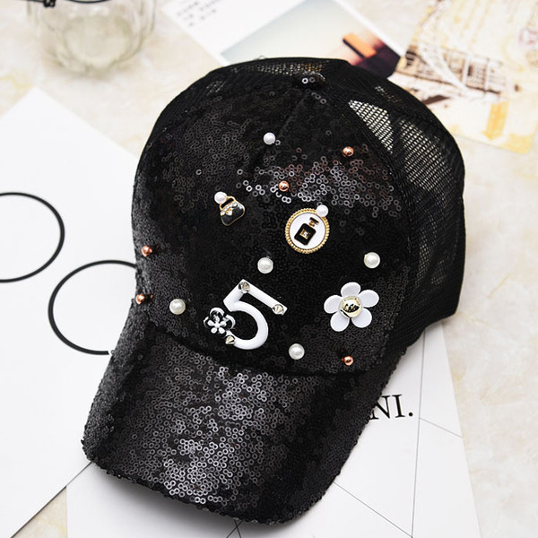 Palarie de dama moderna respirabila cu vizor cu paiete decorative, mai multe modele