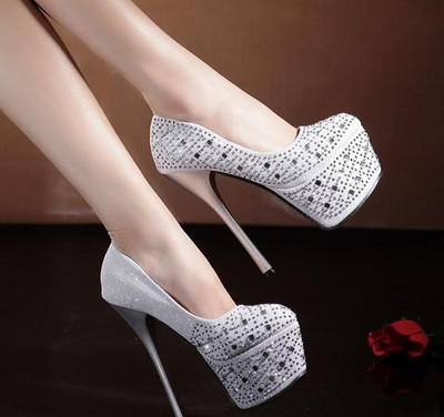 Pantofi eleganti de dama cu toc inalt in doua modele si cu pietre decorative