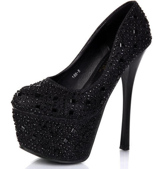 Pantofi eleganti de dama cu toc inalt in doua modele si cu pietre decorative