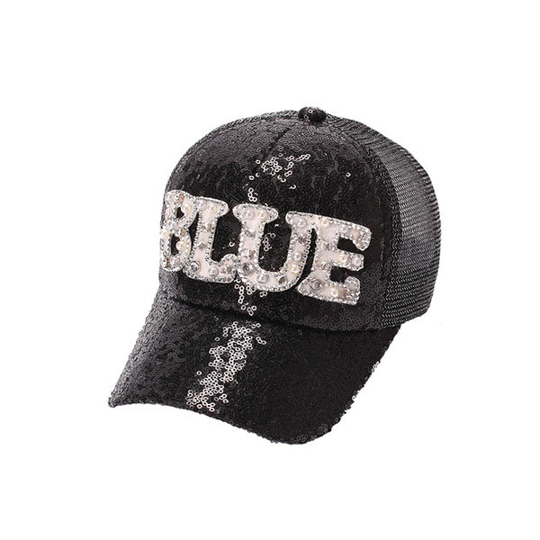 Stílusos női sapka napellenzővel, felirattal, díszítő kövekkel és flitterekkel, három színben