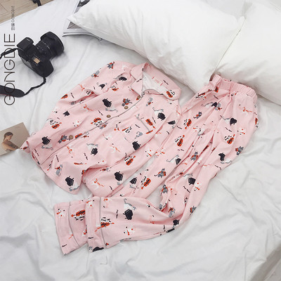 Γυναικείες πιτζάμες με funky δύο τεμαχίων εκτυπώσεις με κουμπιά