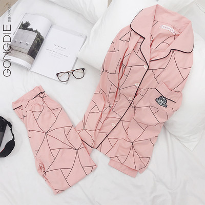 Γυναικείες πιτζάμες με funky δύο τεμαχίων εκτυπώσεις με κουμπιά