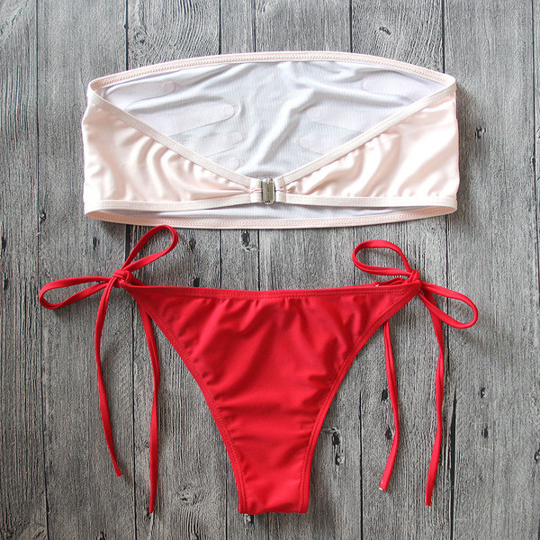 Costum de baie din două piese de damă actual în roșu