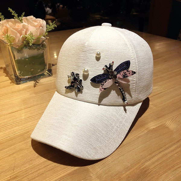 Șapcă de baseball de damă cu vizor și decorațiuni 3D în trei culori